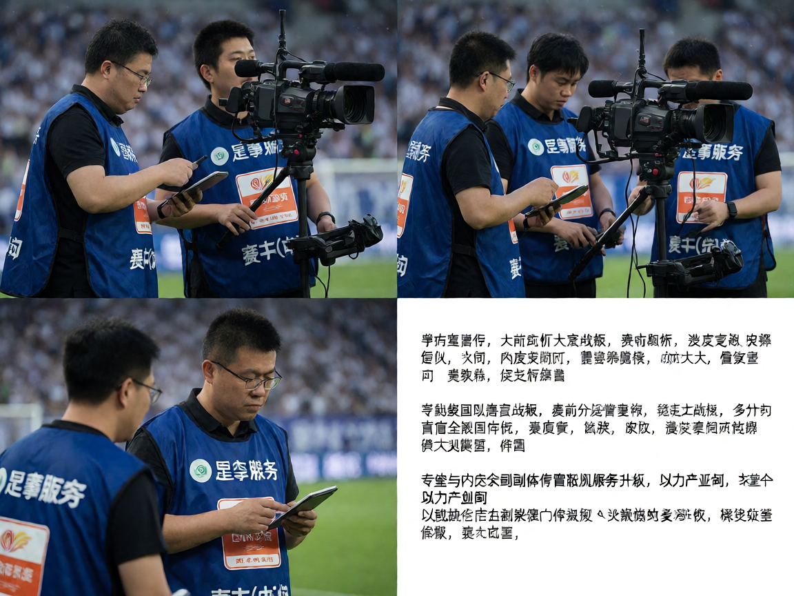 体育资讯编辑团队在赛场进行报道